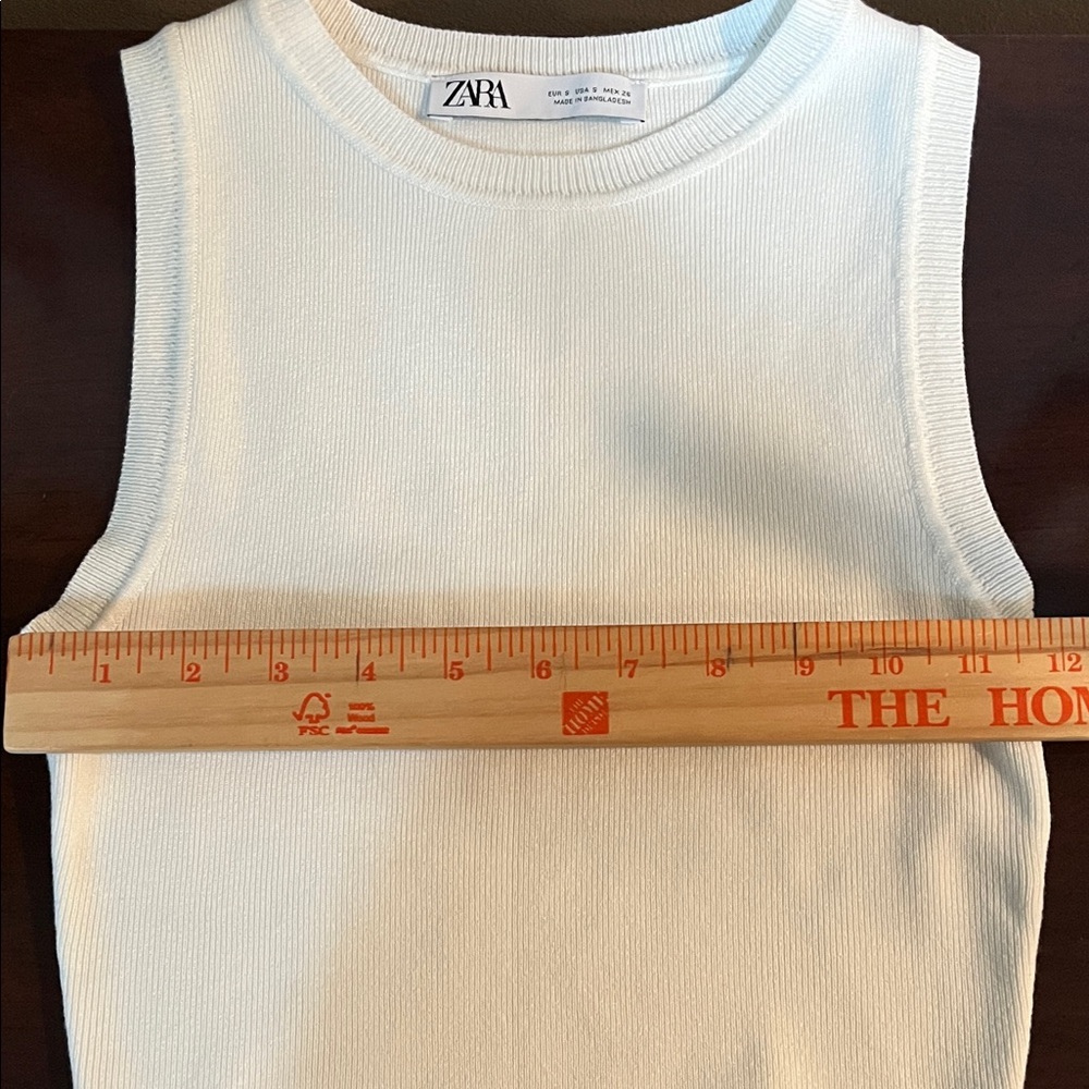 Zara White Ribbed Tank Top - Picture 4 of 5